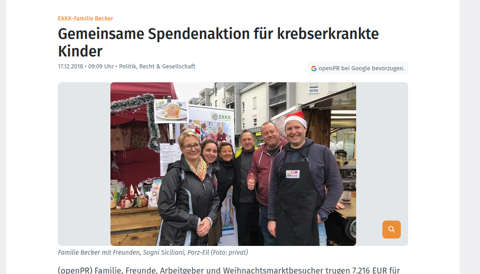 Spendenaktion für krebskranke Kinder