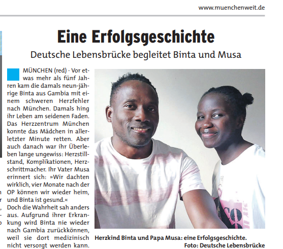 Eine Erfolgsgeschichte – Deutsche Lebensbrücke begleitet Binta und Musa